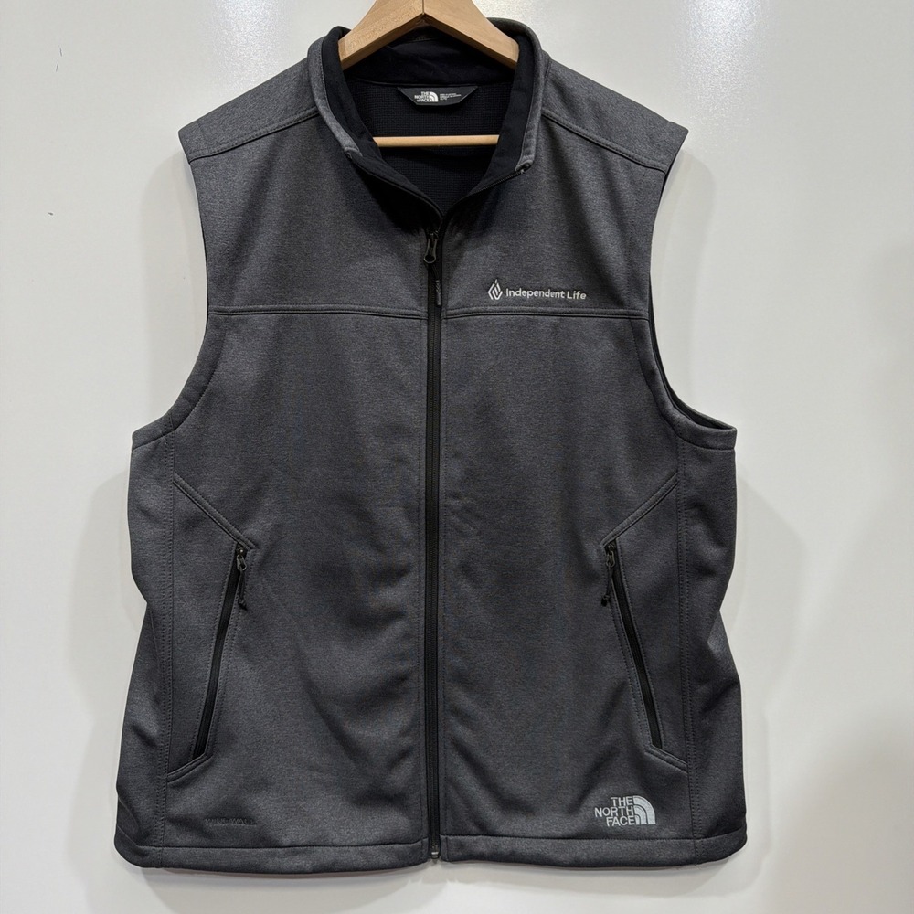 The North Face Men Gray Zip Up Vest Sz XL Outdoor Logo Zipper Pockets Windwall